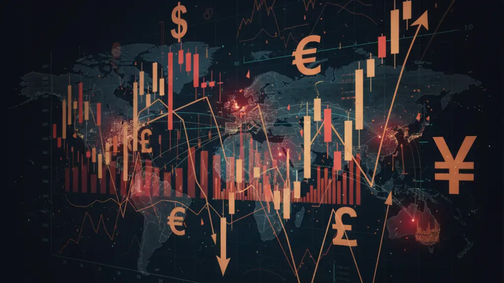 Illustration showing how geopolitical risk affects stock markets, oil prices, inflation, and global trade flows.